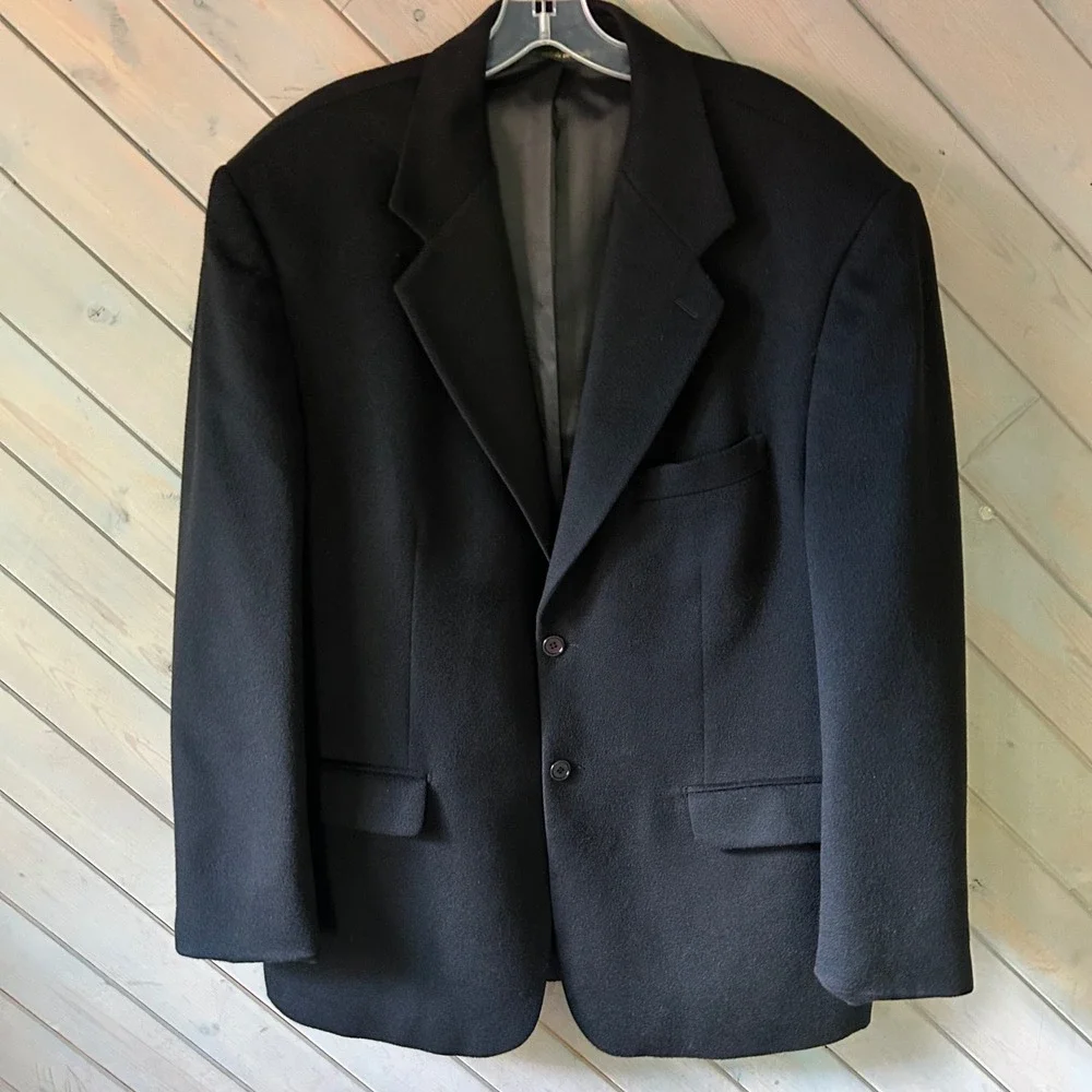 Louis Dell'Olio Mens 100% Italian Cashmere Blazer Black Sport Coat Made in Italy